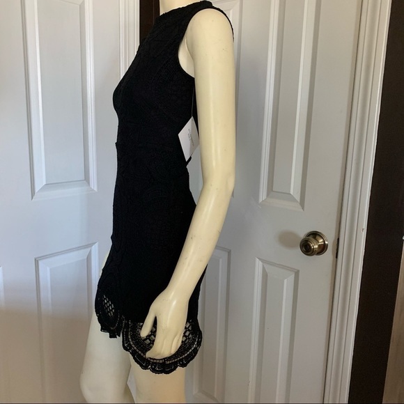 𝅺new with tags Stella Luce Embroidered Knit Black Fitted Cocktail Dress S - Picture 3 of 9